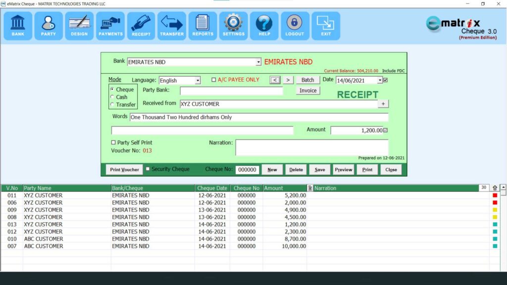 emirates nbd cheque printing software